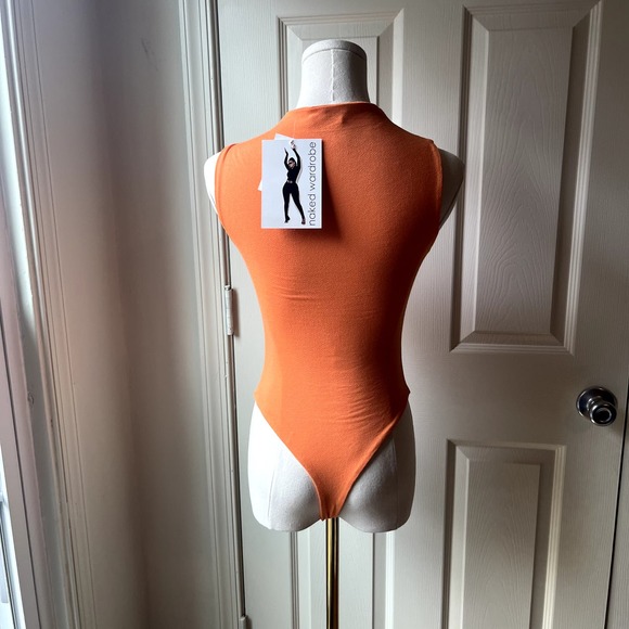 Naked Wardrobe - The NW Orange Sleeveless Bodycon Bodysuit Size Large - Picture 3 of 5